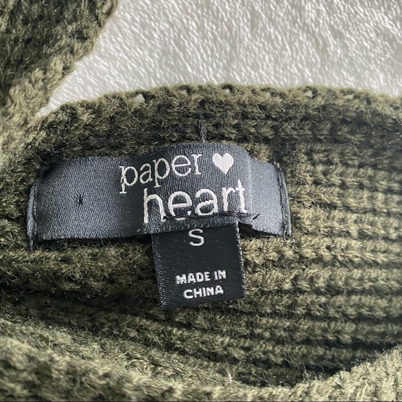 paper heart Womens Twisted Back Sweater Jumper in Olive Green Size S - Picture 4 of 11